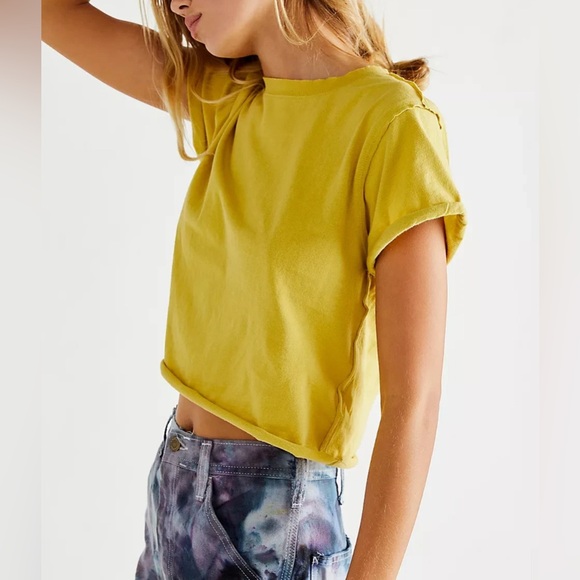 NWOT Free People We The Free The Perfect Tee - yellow sunflower - XS - Picture 4 of 7
